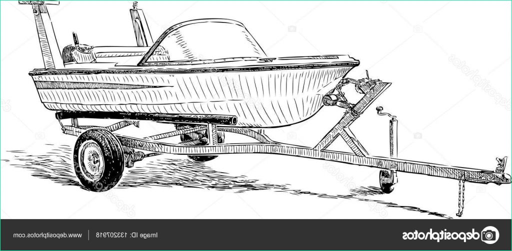 stock illustration pleasure boat on a trailer