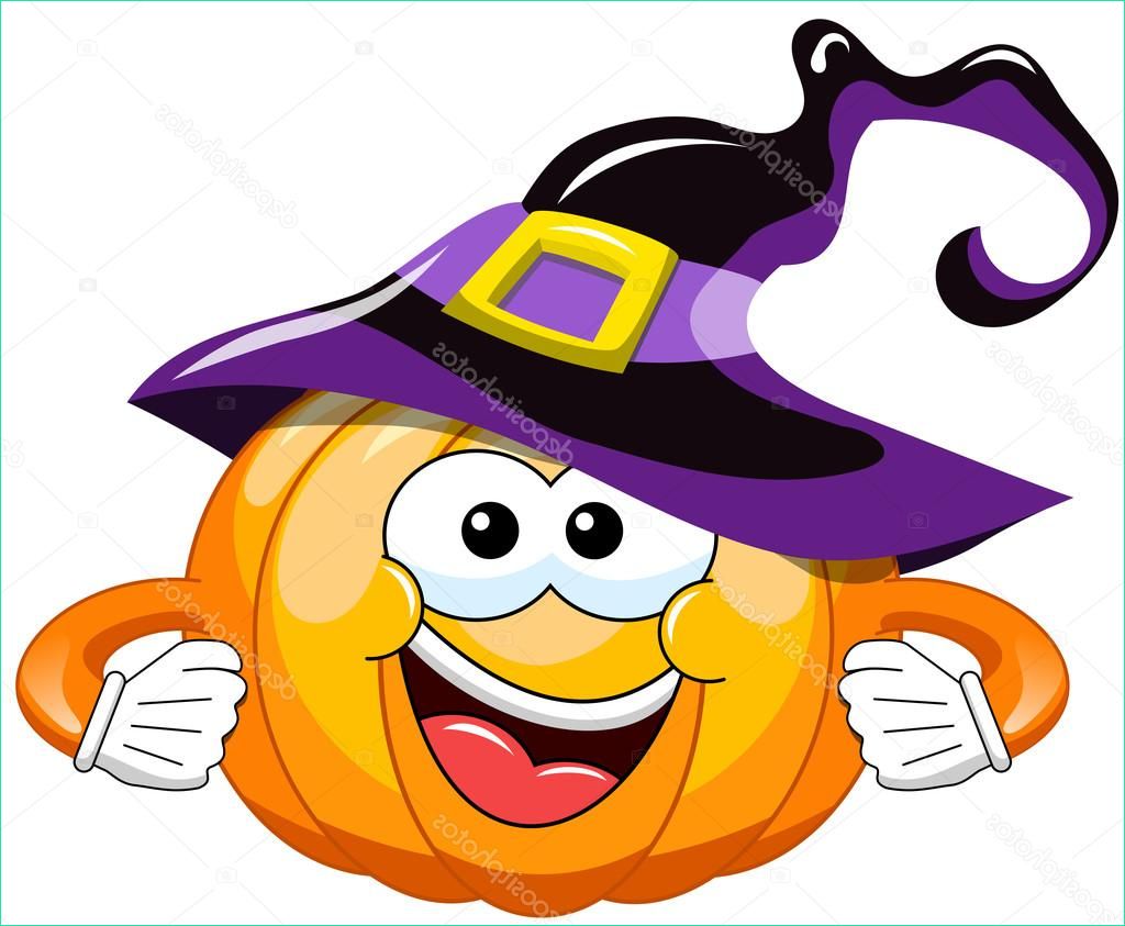 stock illustration cartoon halloween pumpkin witch hat