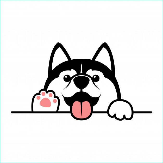 chien husky siberien mignon pattes dessin anime mur