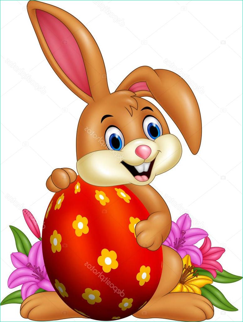 stock illustration cartoon bunny holding easter egg