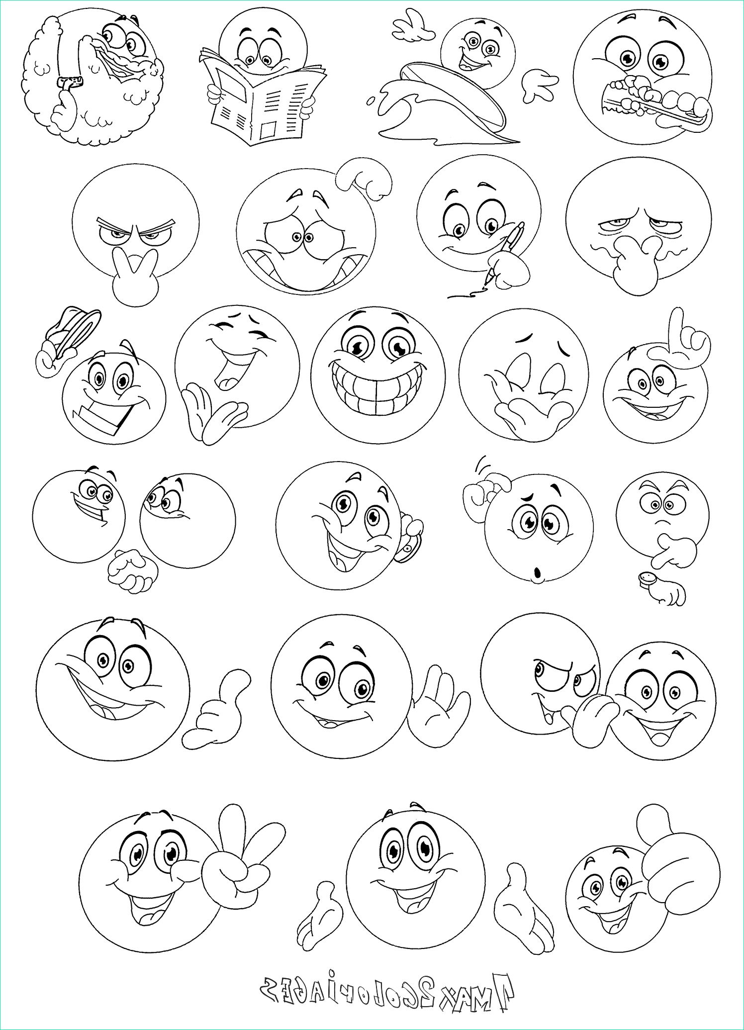 smileys coloriages