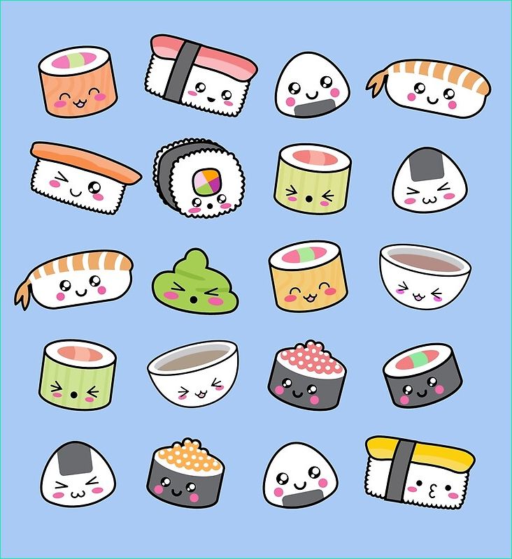 happy kawaii sushi pattern p=canvas print