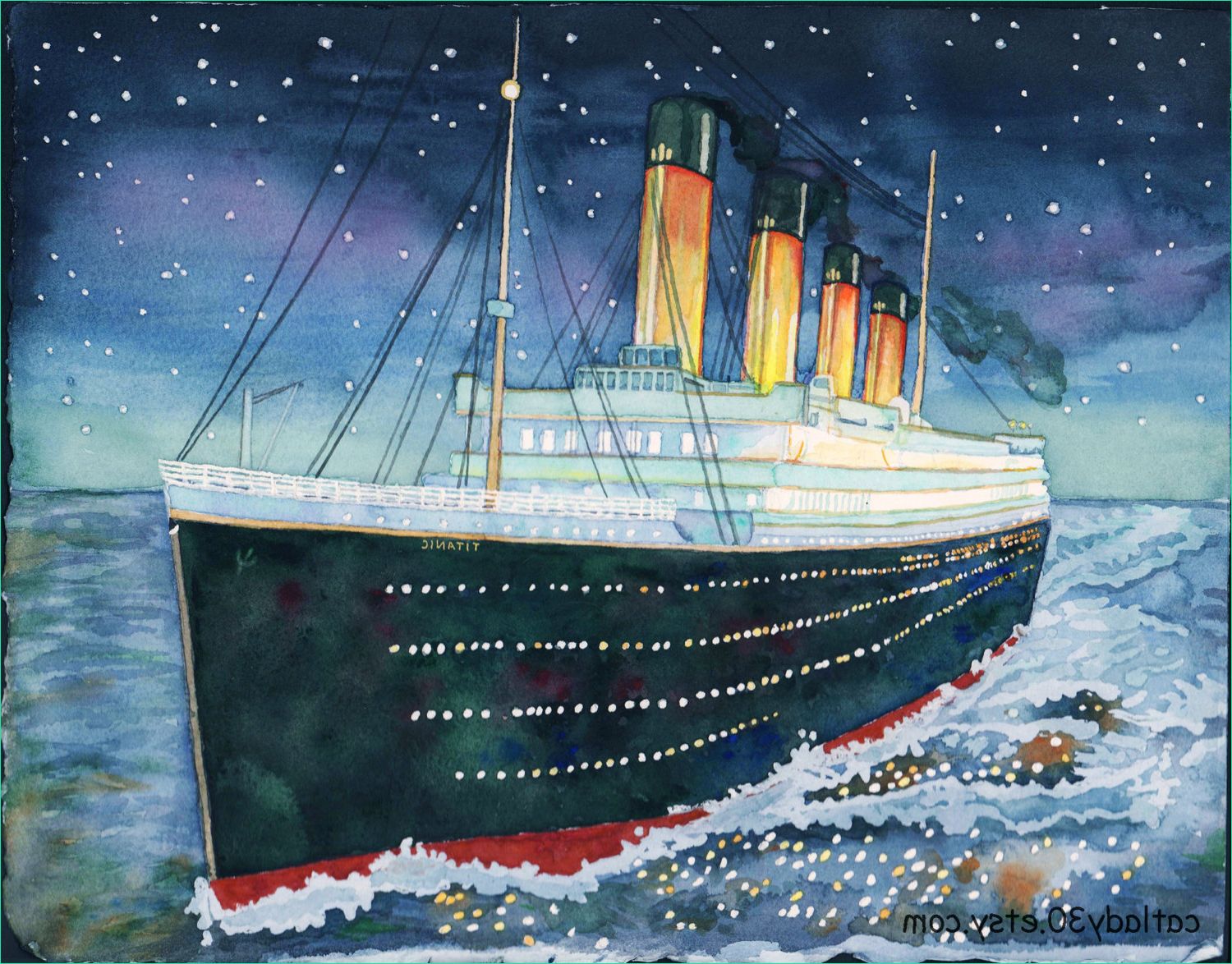 titanic watercolor print titanic