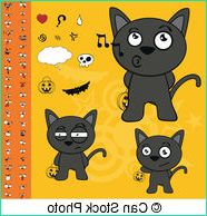 halloween noir dessin animé chat