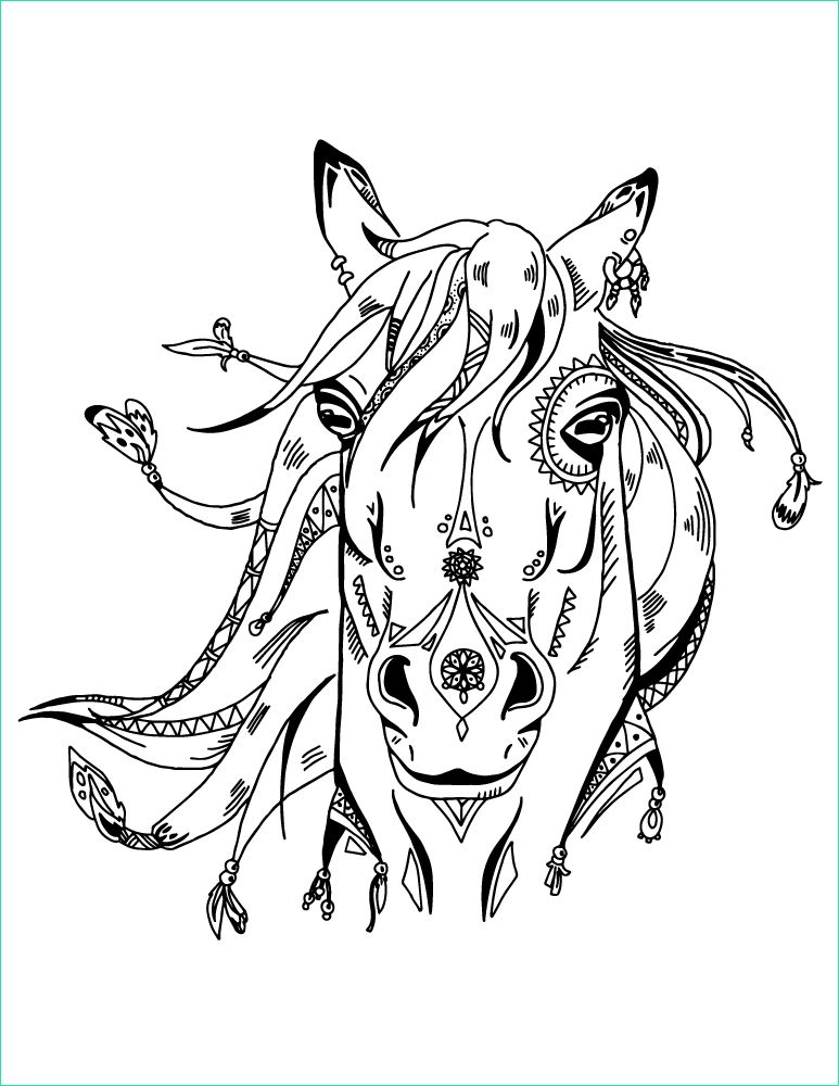 art therapie animaux cheval boho coloriage pour adulte a imprimer