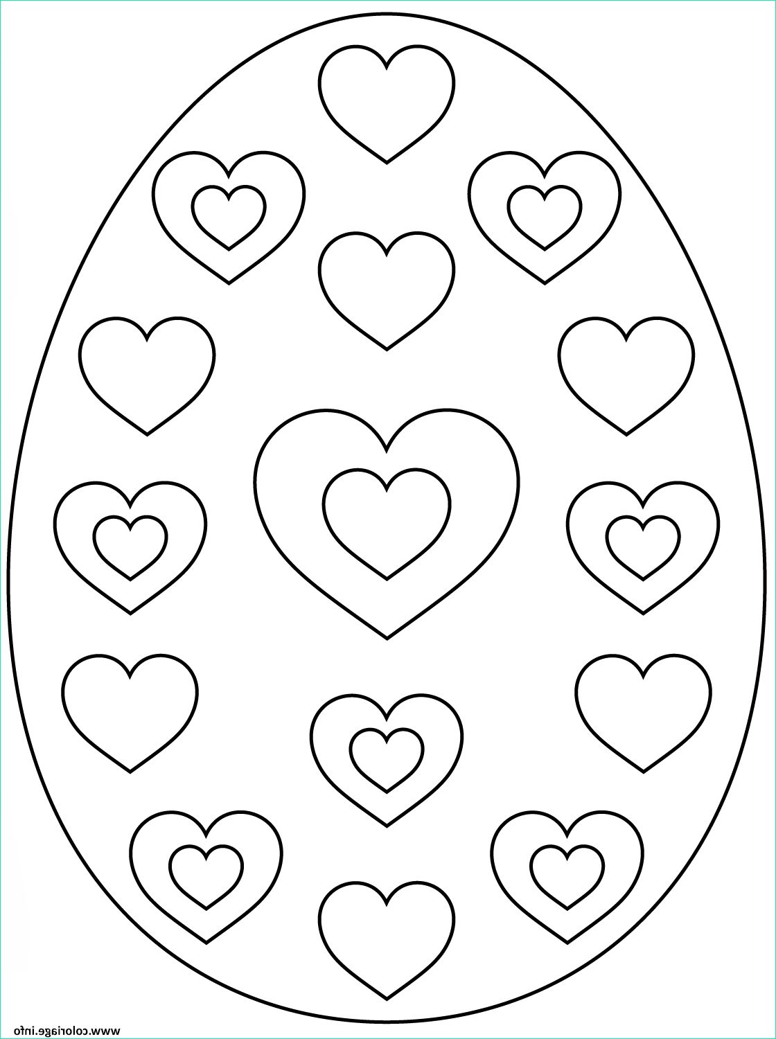 oeuf de paques avec hearts coloriage