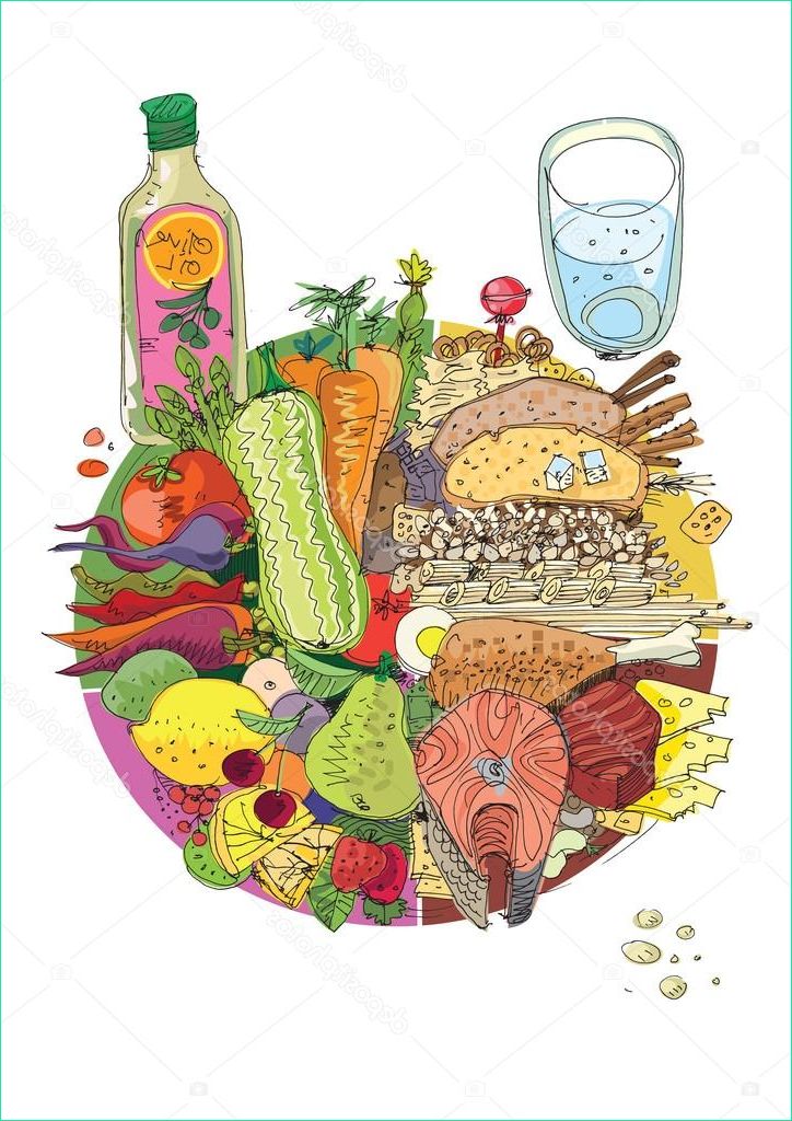 stock illustration healthy food plate