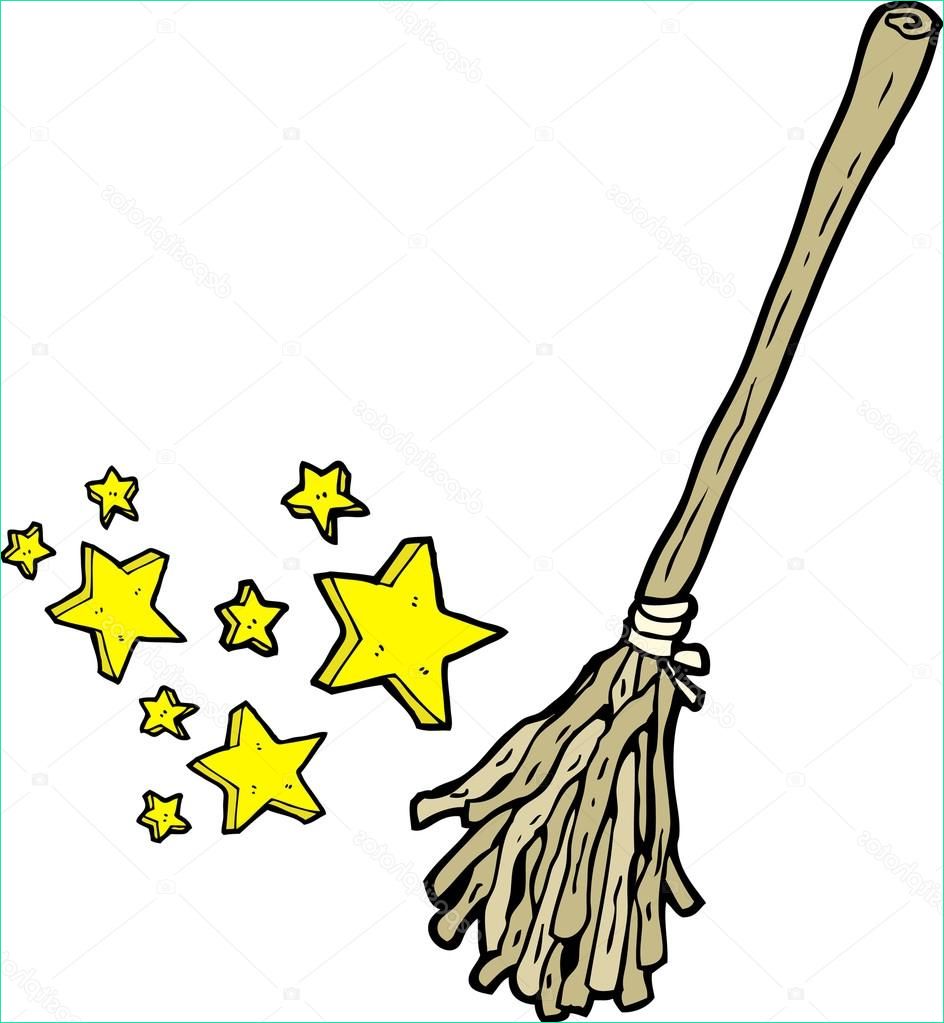 stock illustration magic witches broom cartoon