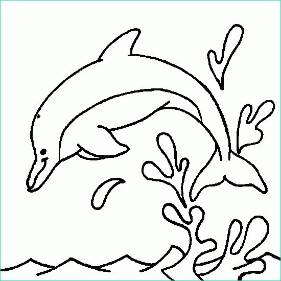 dessin dauphin saute mer vague