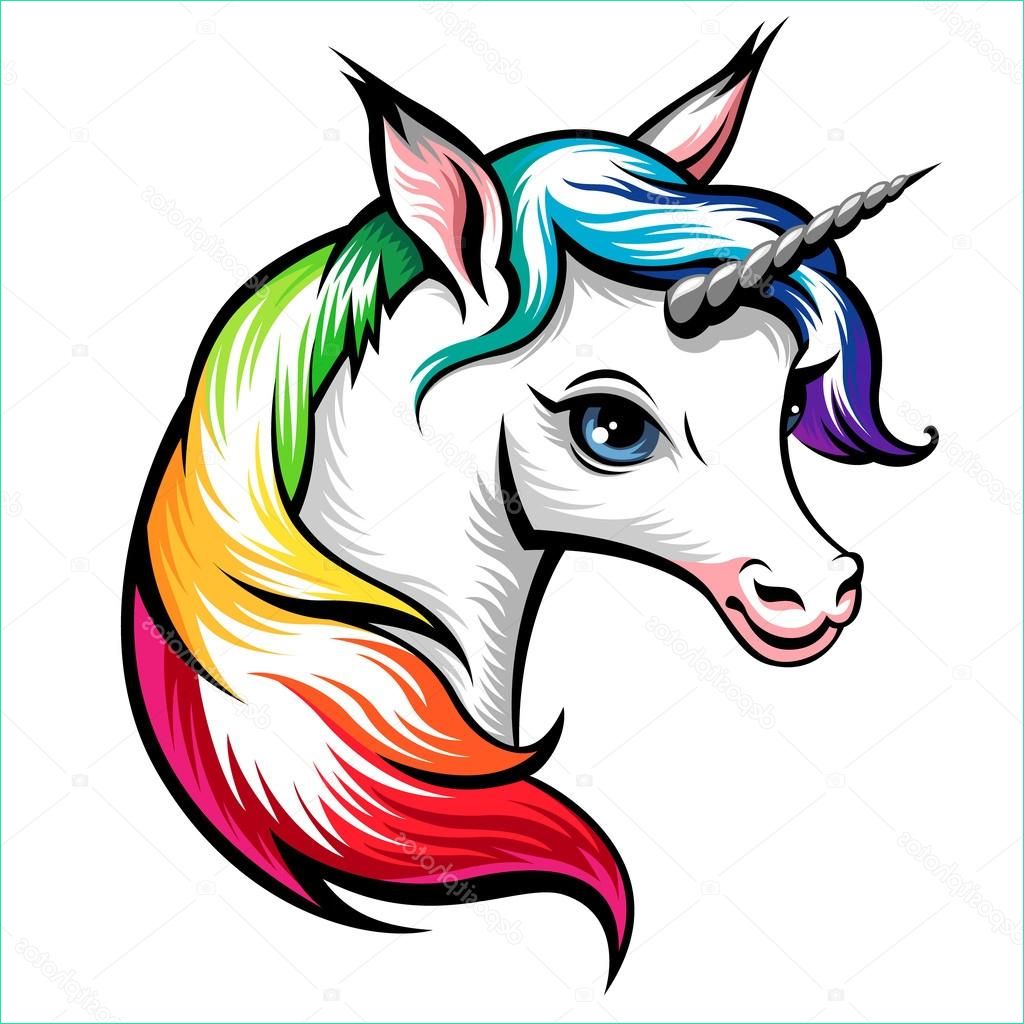 stock illustration head of cute white unicorn