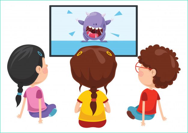 illustration vectorielle enfant qui regarde television