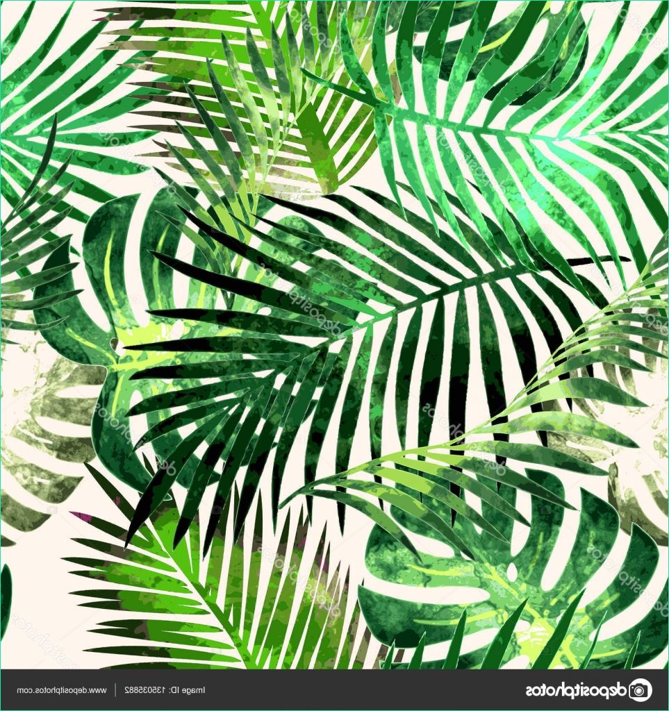 stock illustration tropical plants flowers seamless pattern
