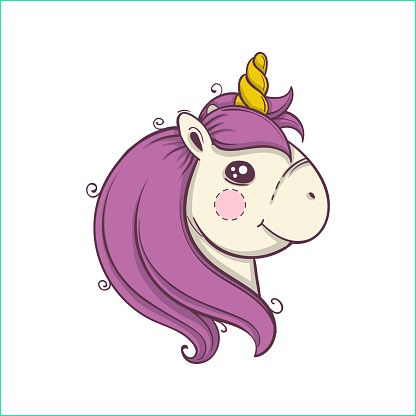 dessin animé mignon emoji tête de licorne illustration vectorielle gm