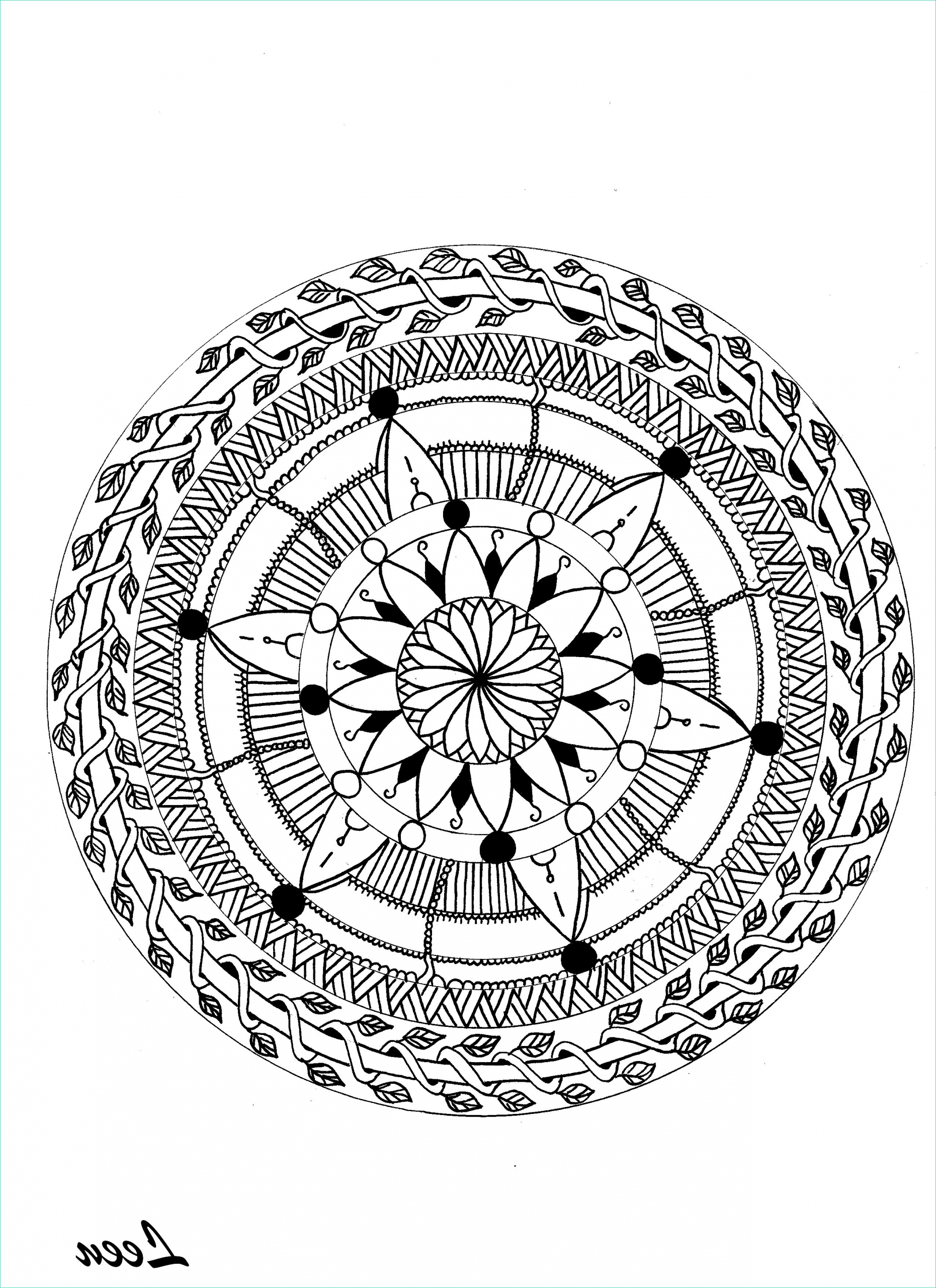 image=difficult mandala with flowers and leaves by Leen Margot 3