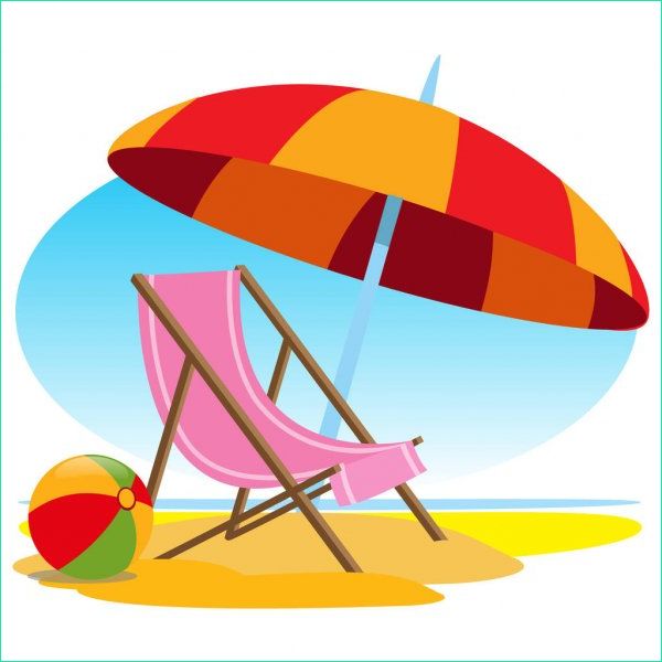stock illustration deckchair and parasol on the
