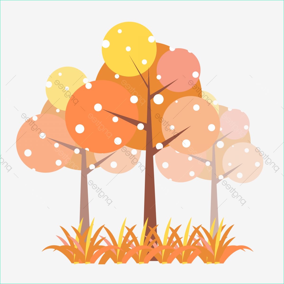 style simple cartoon autumn tree element decorative pattern