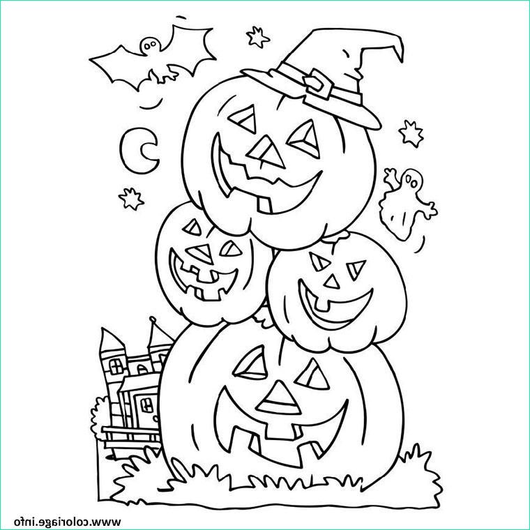 trois citrouilles d halloween empilees coloriage dessin