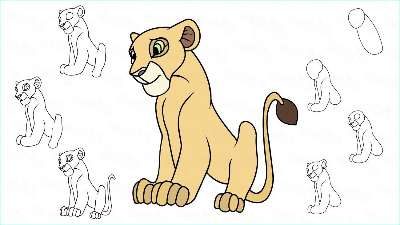 ment dessiner progressivement le petit simba du roi lion encequiconcerne dessin de lion facile a faire