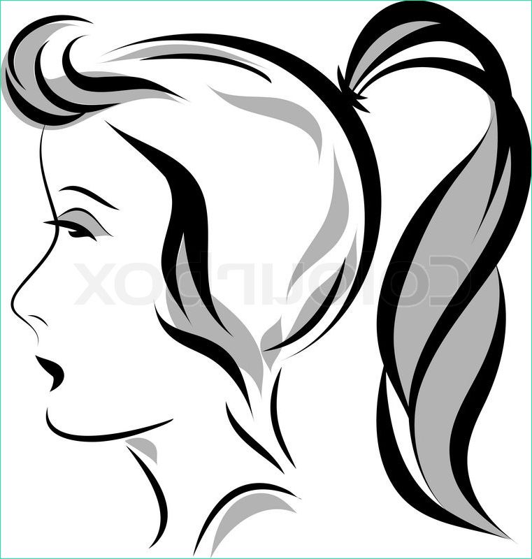 vector illustration of girl head with a ponytail vector