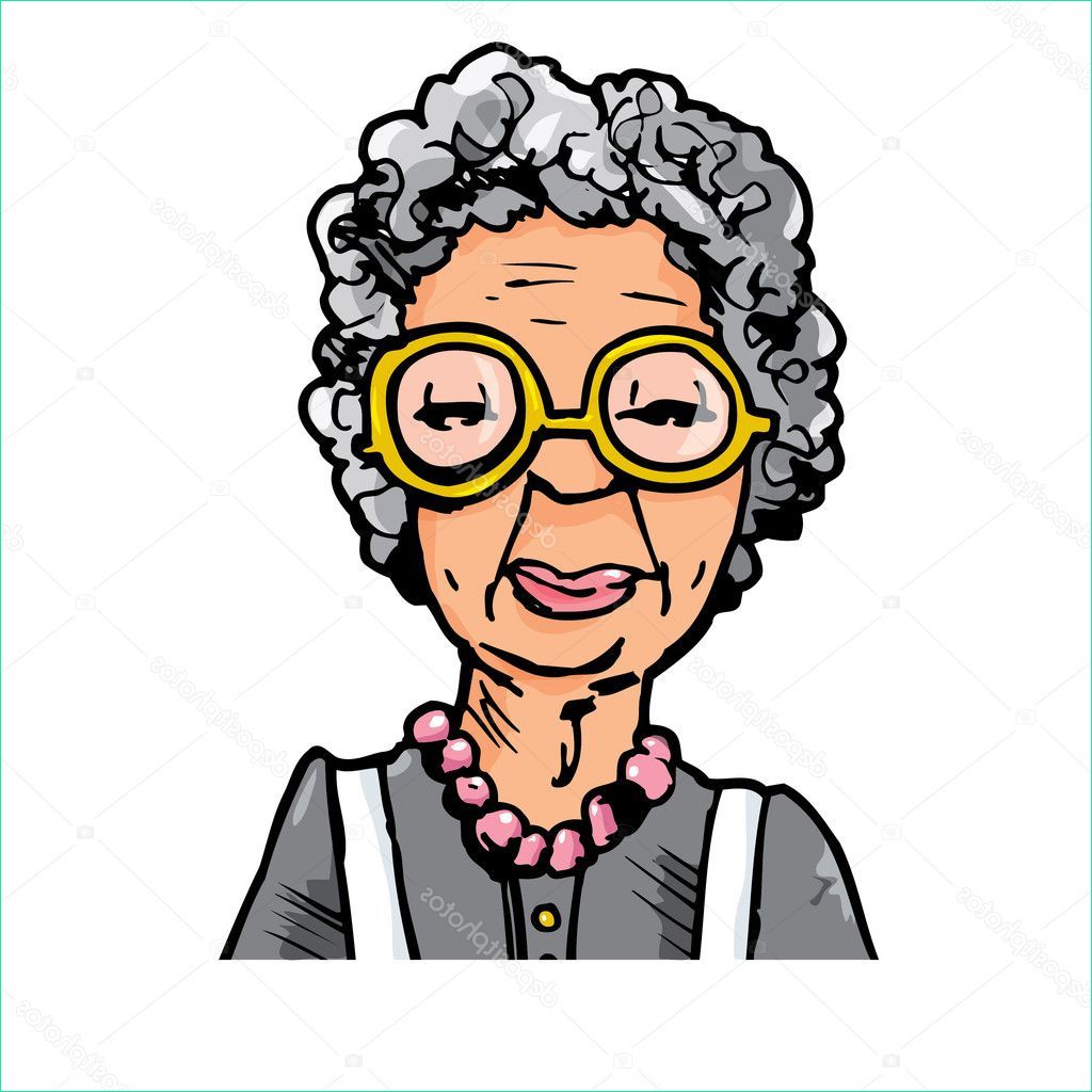 stock illustration cartoon of an old lady
