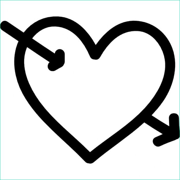 coeur avec le symbole dessine cupidon fleche main