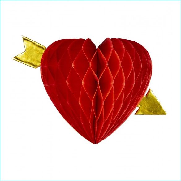 mini coeur papier 13cm rouge avec fleche