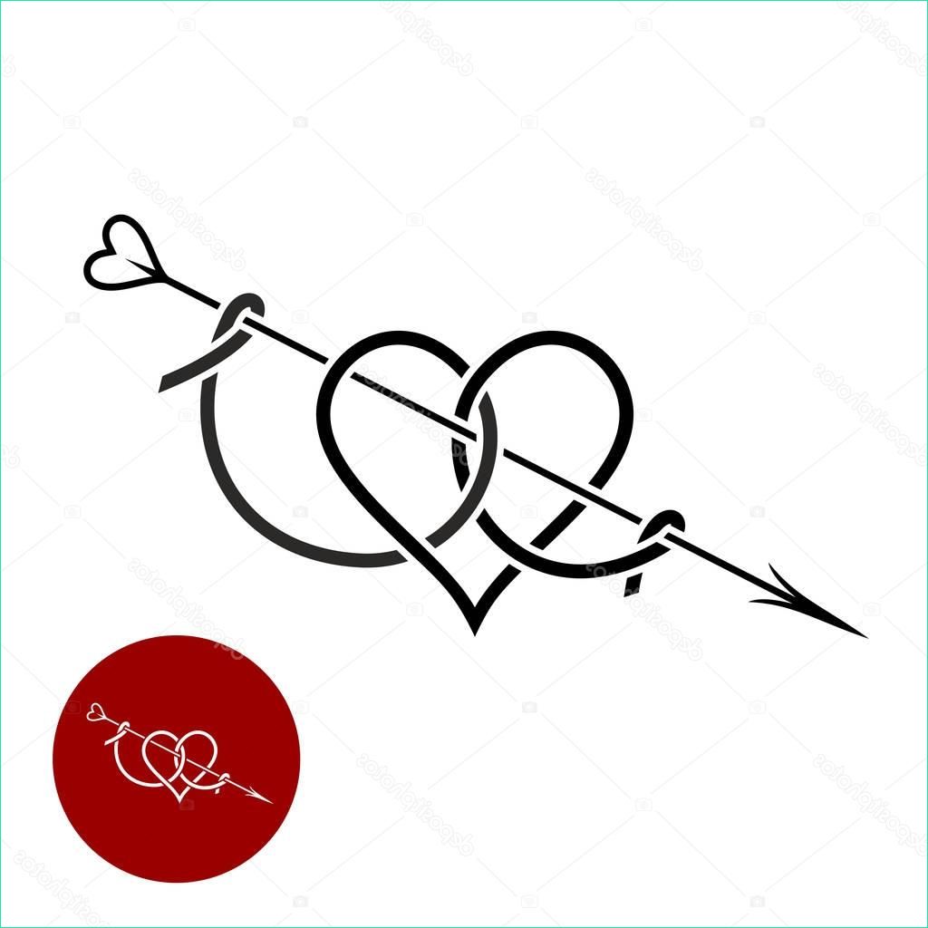 stock illustration heart with arrow tattoo style