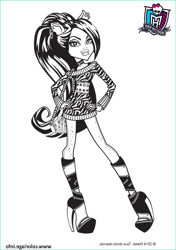 monster high clawdeen wolf cheveux attaches coloriage