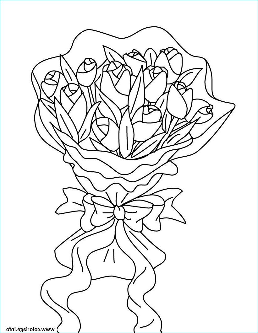 bouquet de fleurs roses coloriage dessin