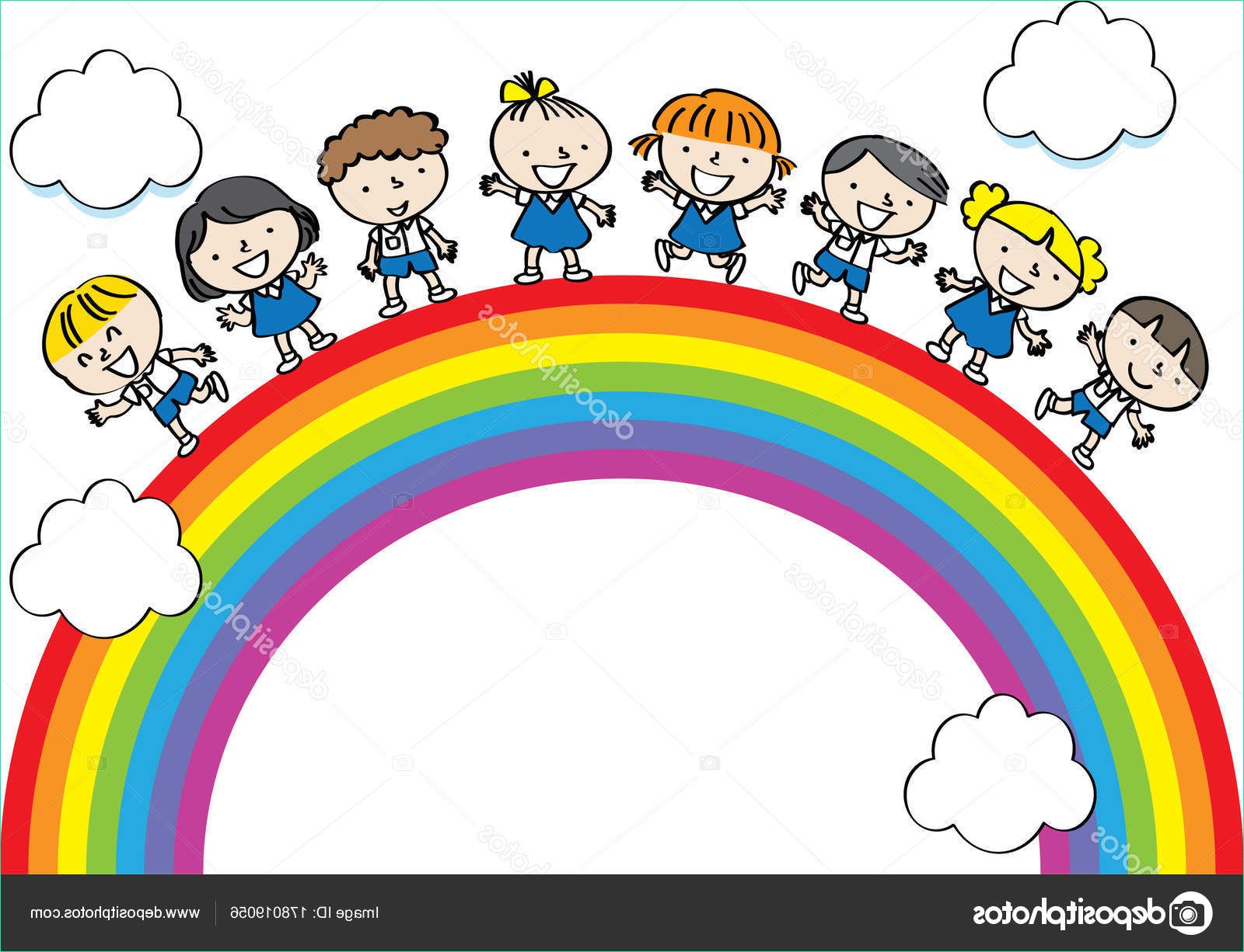 stock illustration cartoon kids rainbow vector