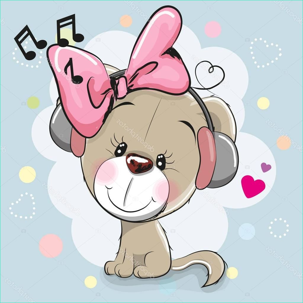 stock illustration cute cartoon dog with headphones