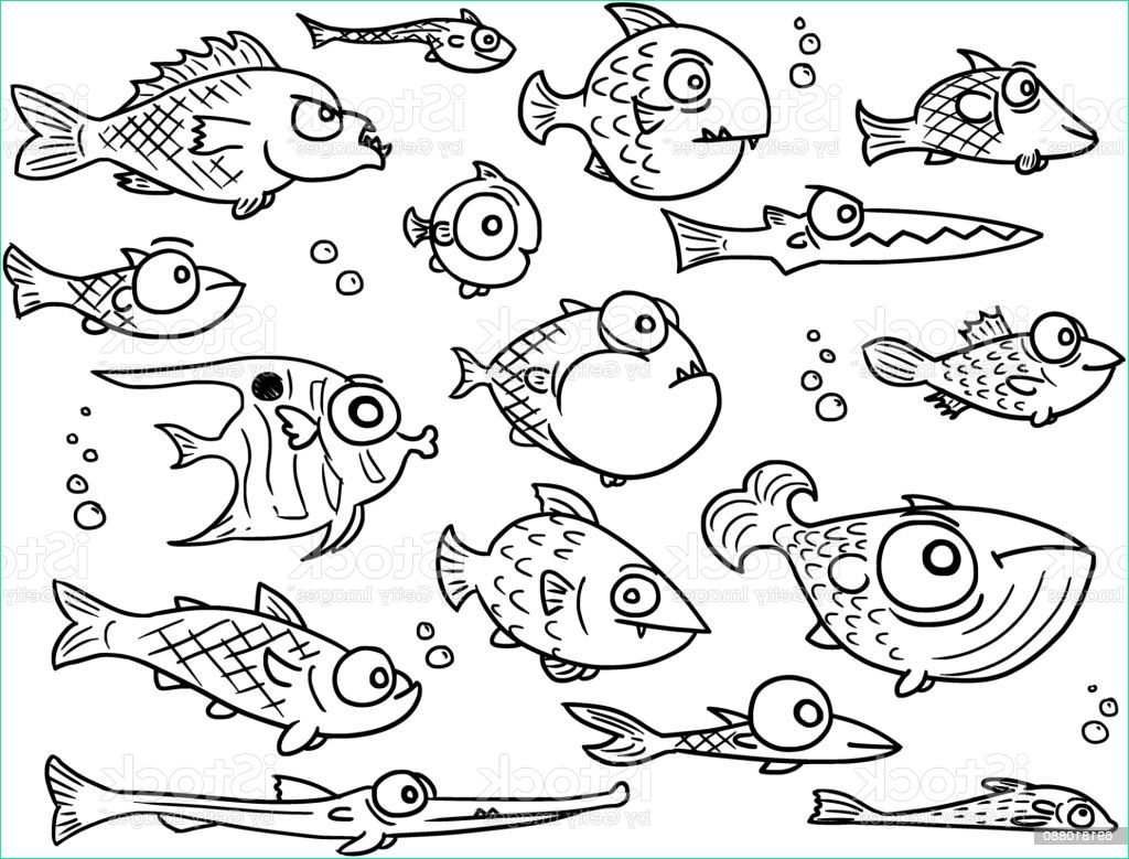 dessin animé vector collection ensemble de poissons mignons dessinés à la main gm