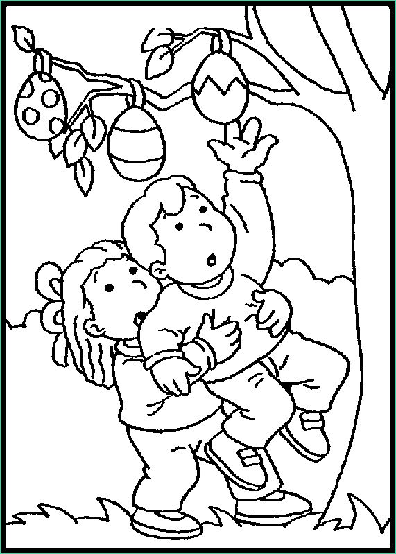 boy pick easter tree coloring pages