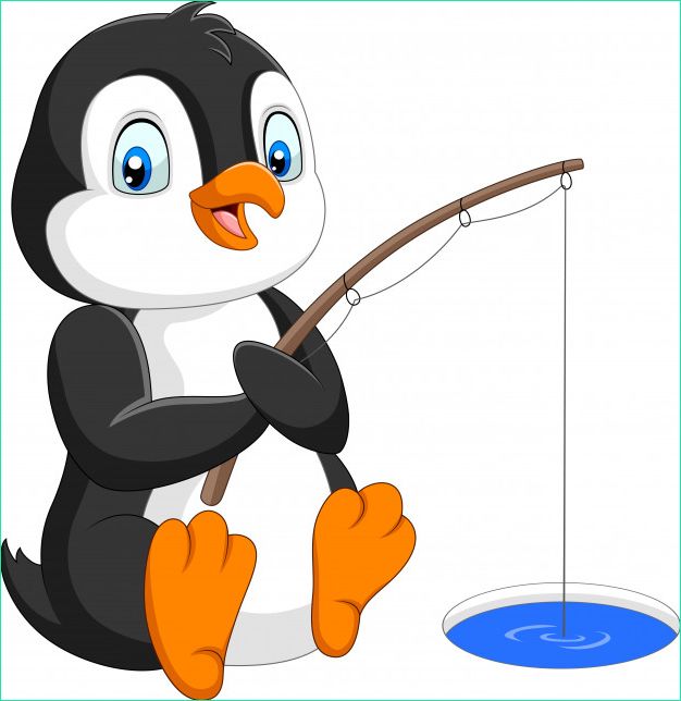 dessin anime pingouin pechant glace arctique