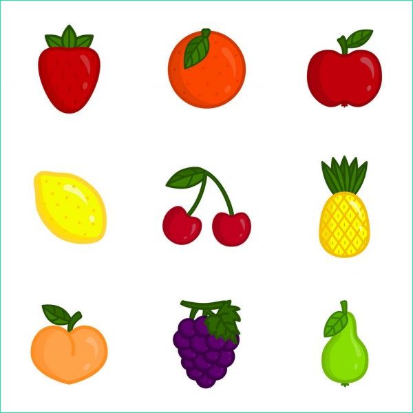 stock illustration set of cartoon fruit icons