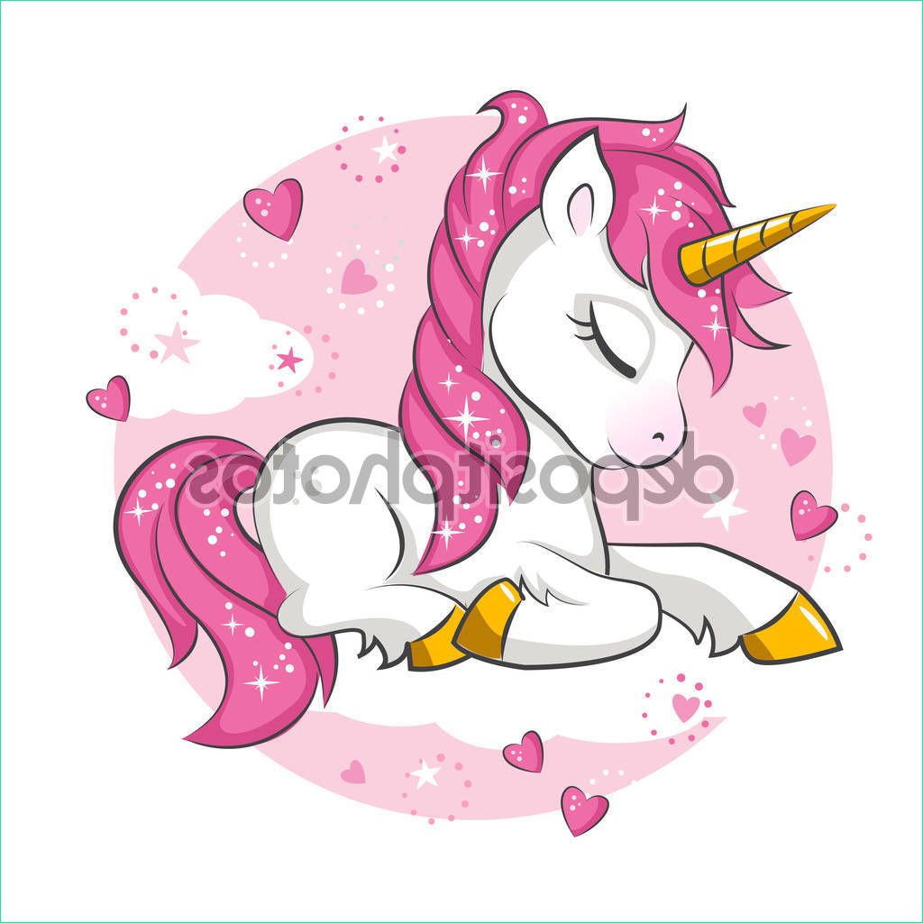 stock illustration cute little pink magical unicorn