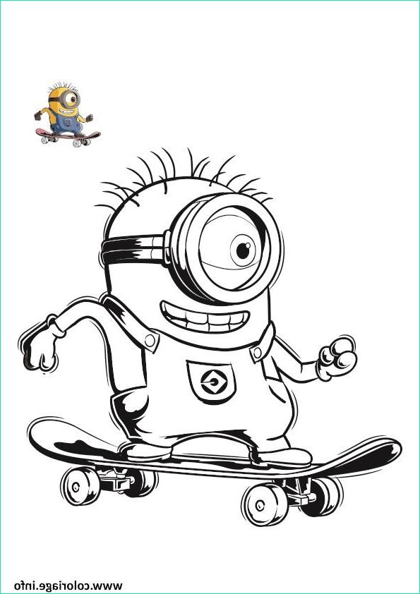 minion sur un skate board coloriage dessin