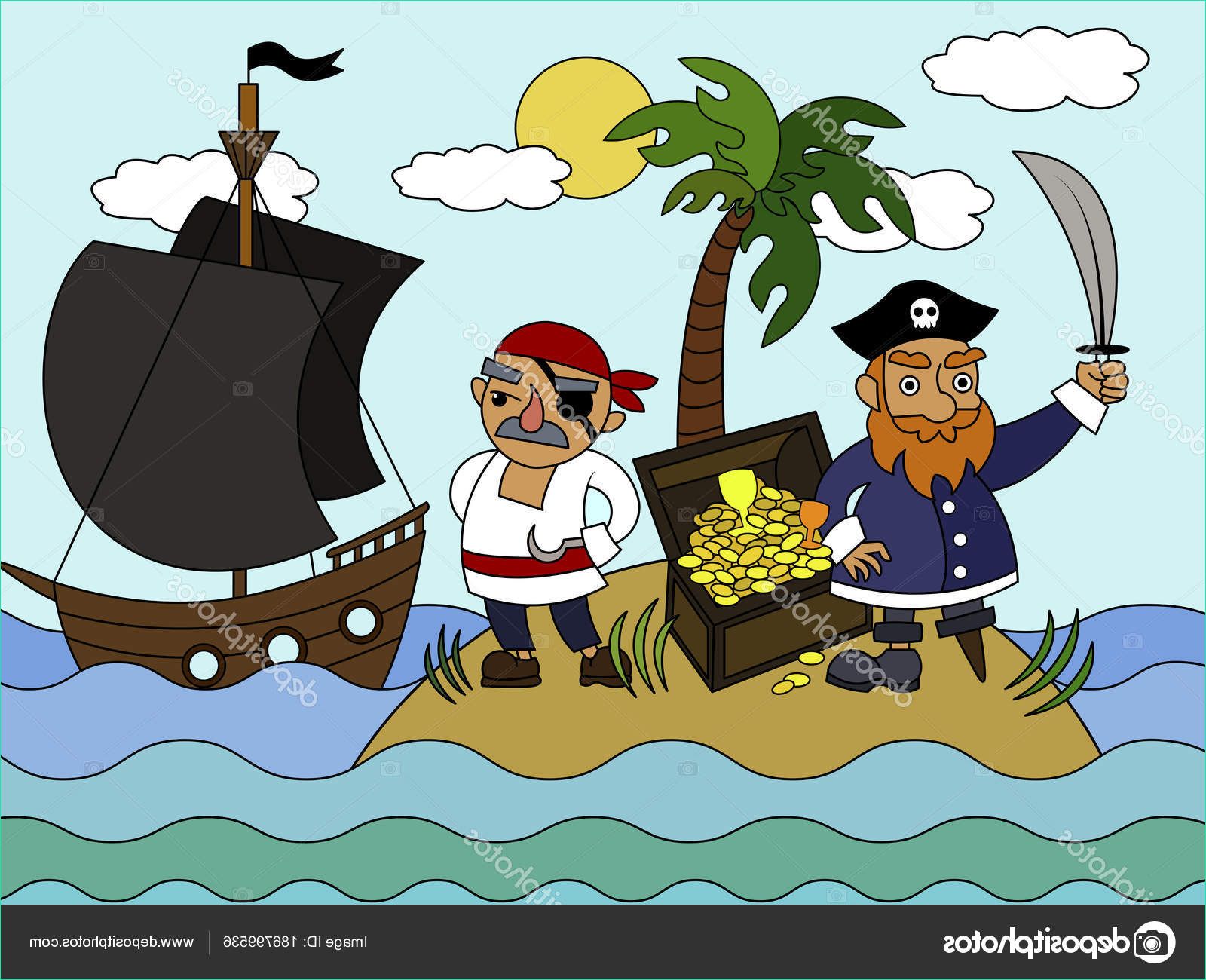stock illustration cartoon pirates coloring vector illustration