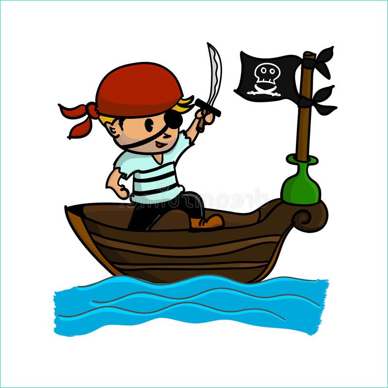 stock illustration pirate cartoon boat sea image