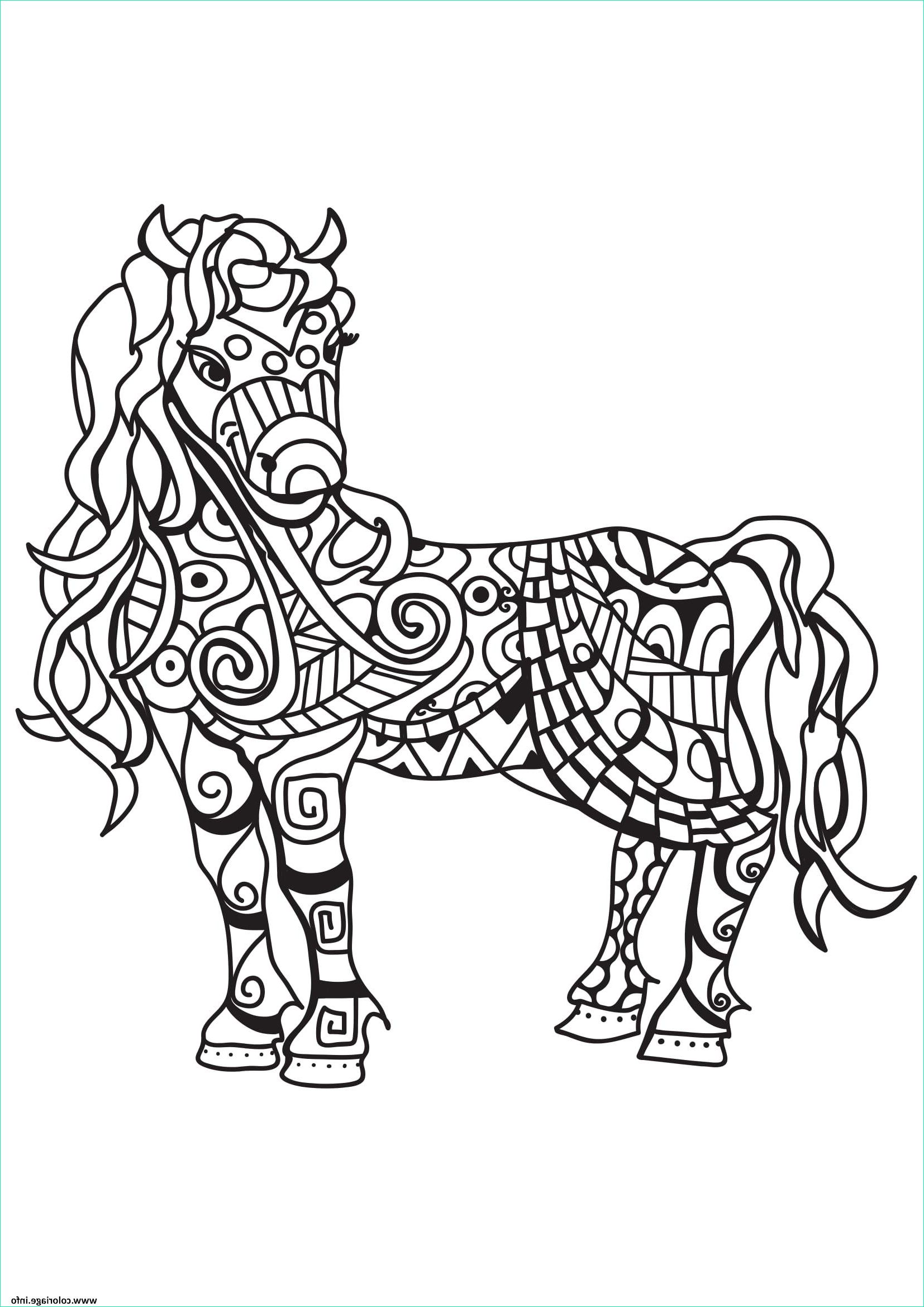 adulte cheval zentangle 10 coloriage dessin