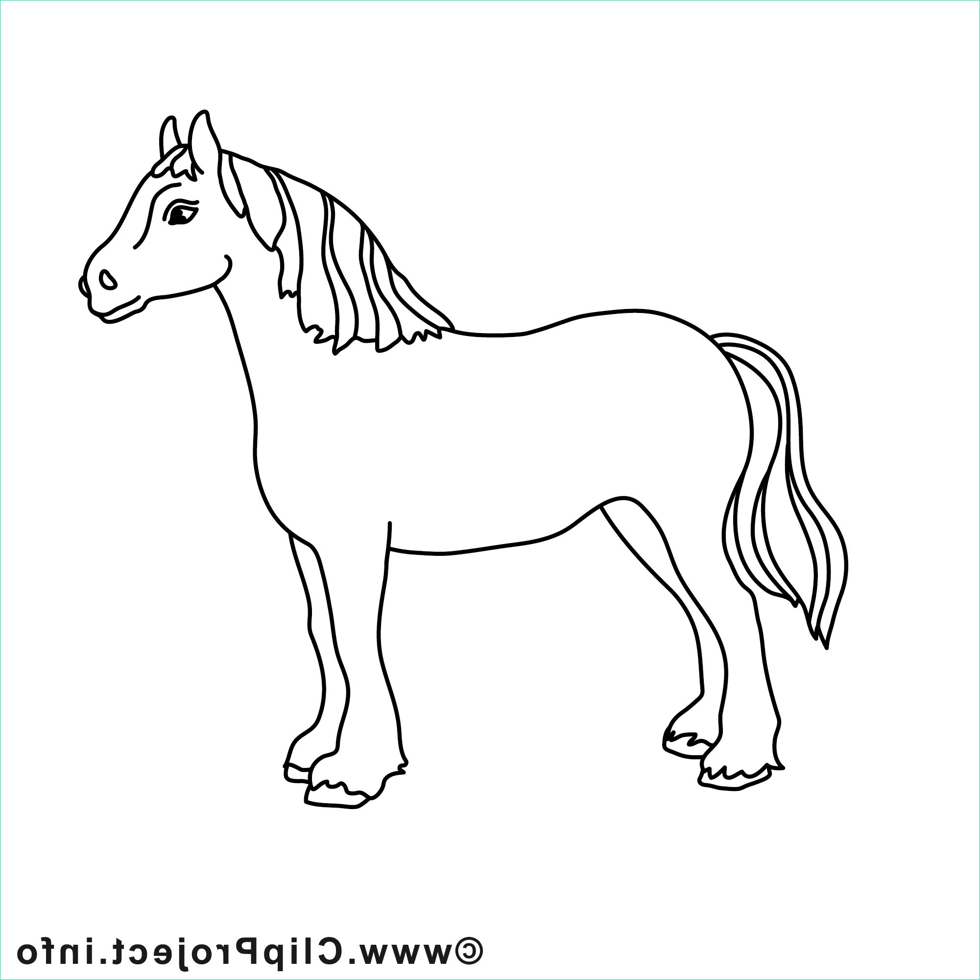 jument clipart gratuit – cheval à colorier