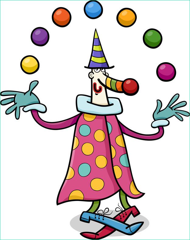 illustration dessin anime cirque clown jongleur