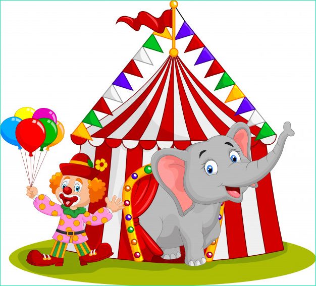 dessin anime mignon elephant clown tente cirque