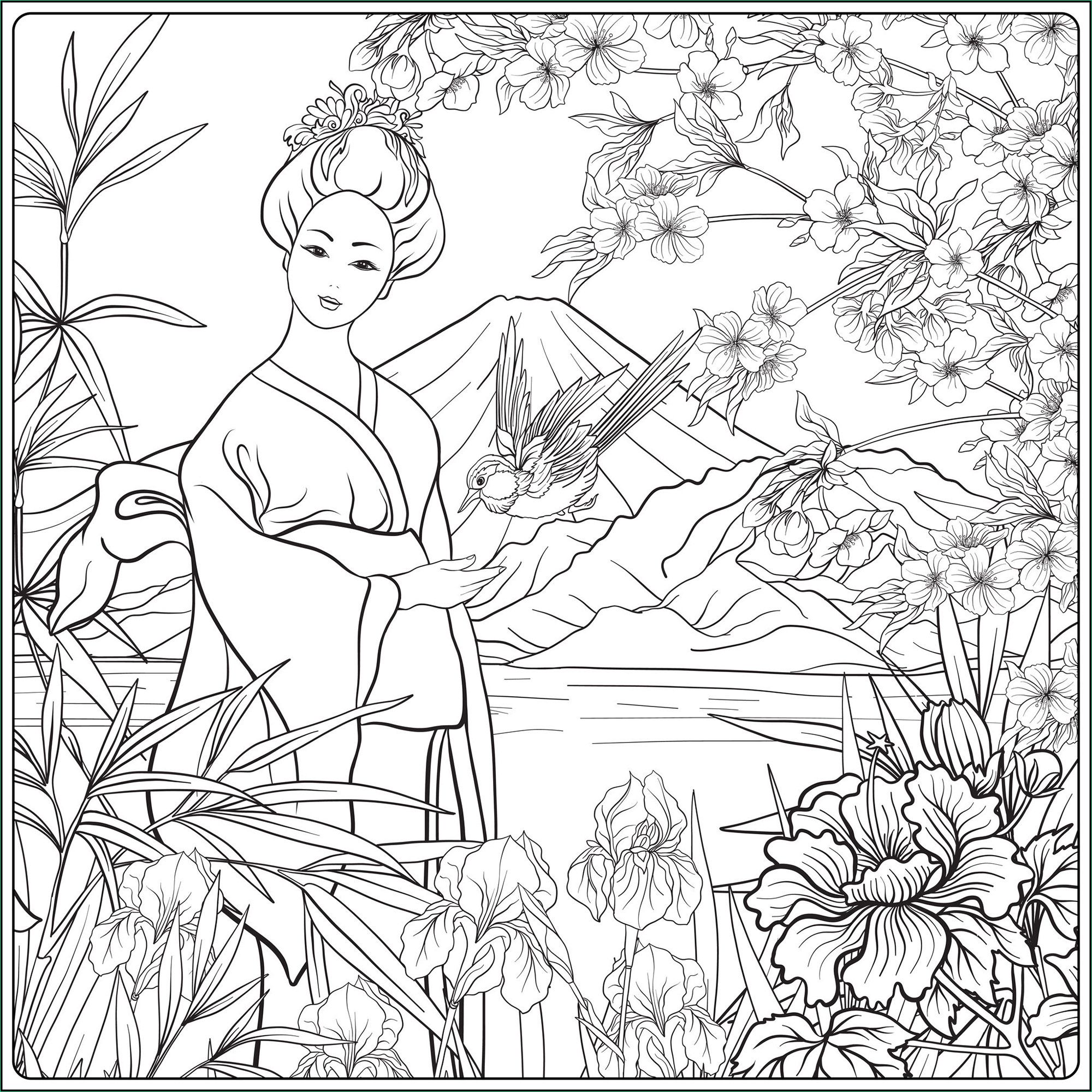image=japon coloriage paysage japon avec geisha 2 1