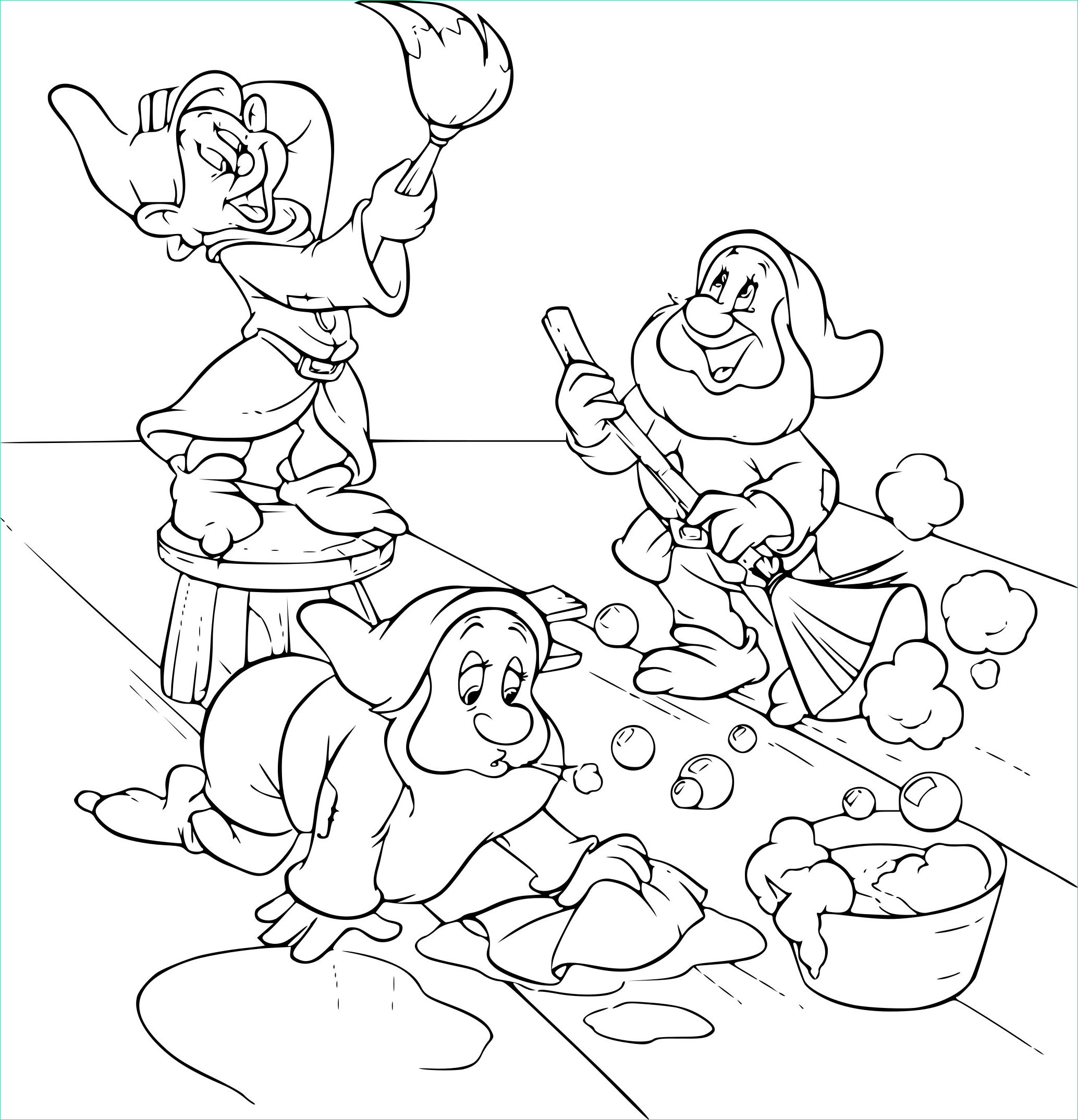coloriage imprimer blanche neige 7 nains