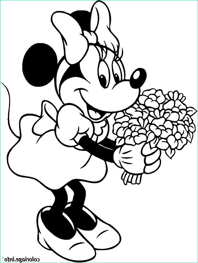 minnie a recue des fleurs coloriage 7831