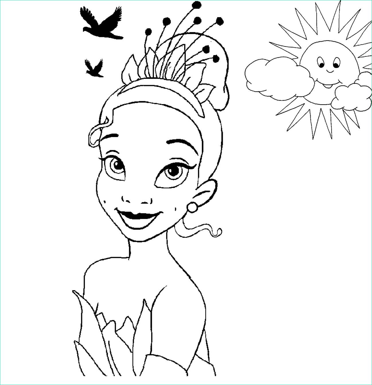 disney princess tiana coloring pages to