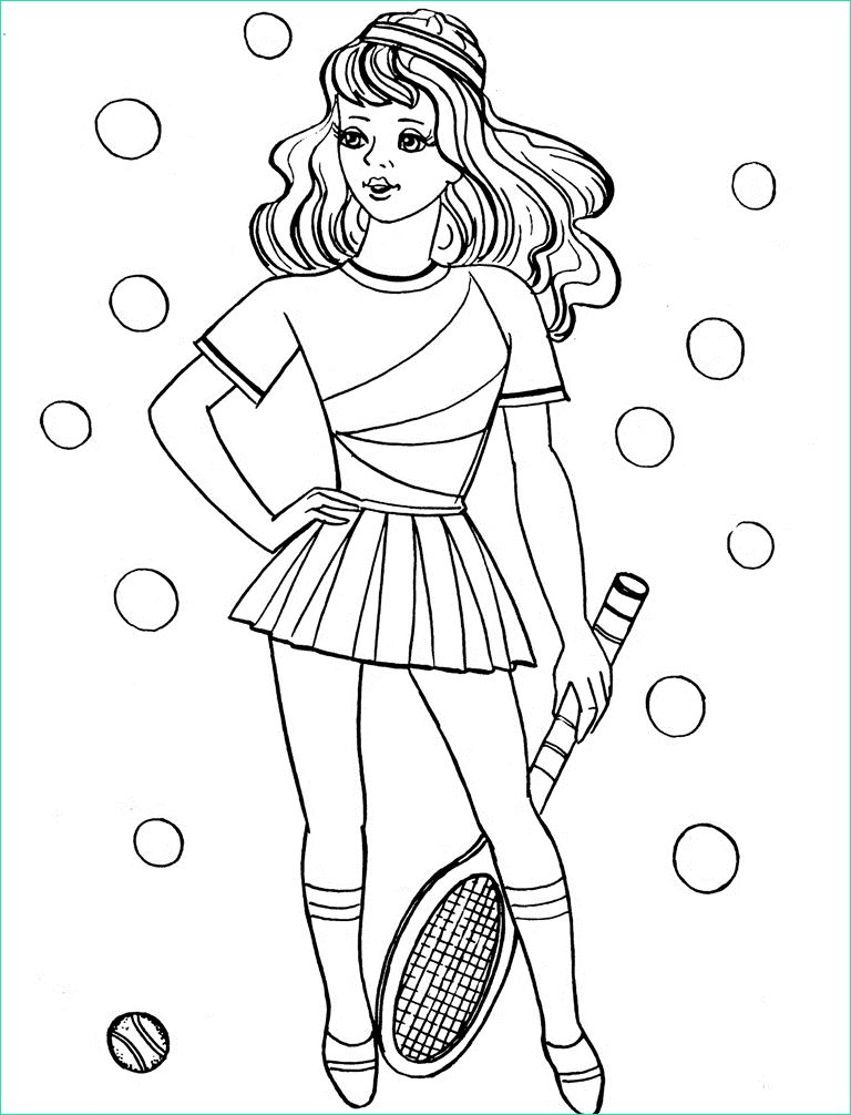 coloriage fille tenniswoman a imprimer