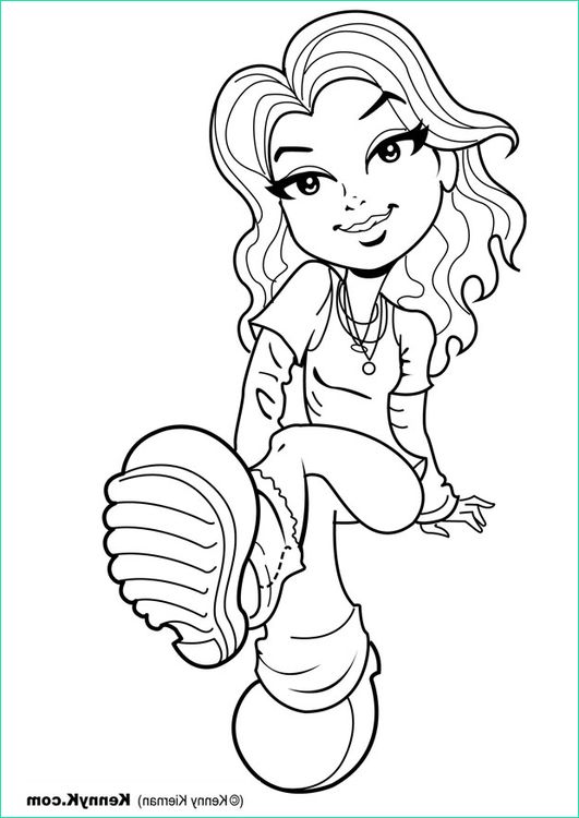 coloriage fille assise i