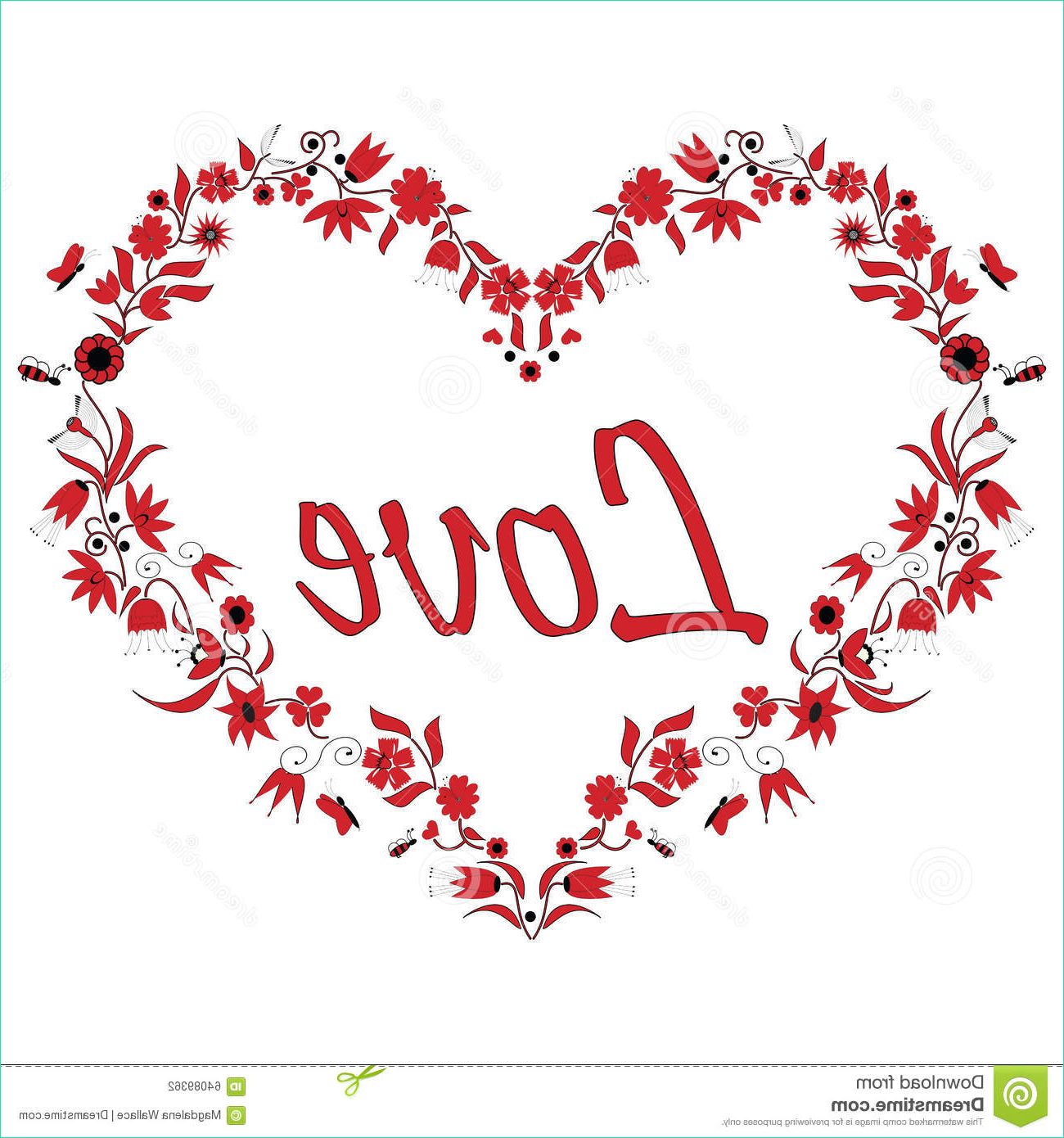 stock illustration valentines love heart shape drawing effect including flowers bees black red image